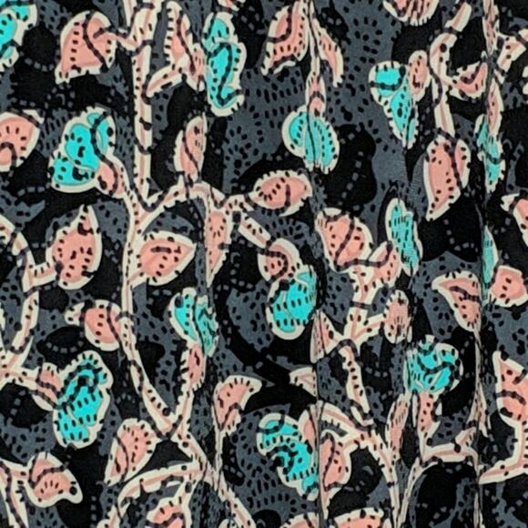 LuLaRoe Azure Printed Skirt Aqua Blue Pink Floral Vine A-line XS - Picture 2 of 8